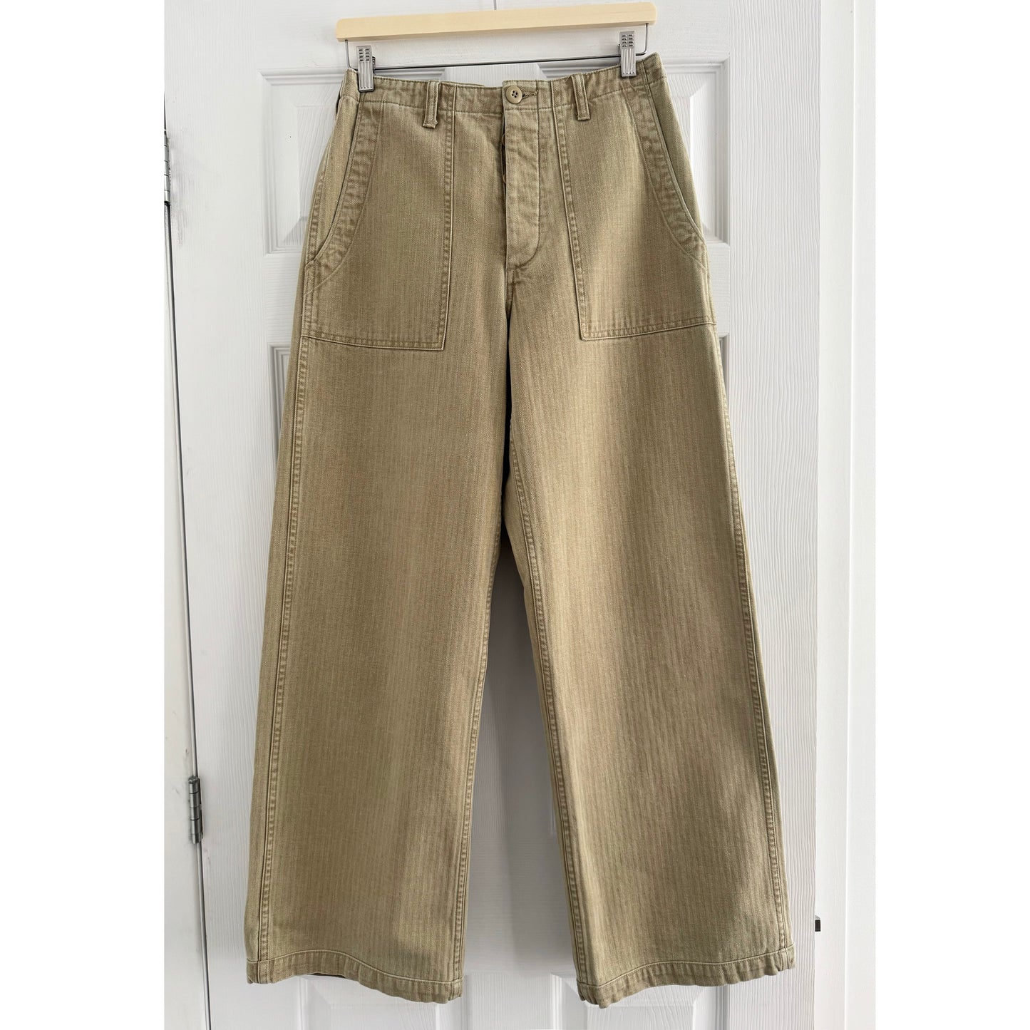 R13 Wide Leg Utility Pants in Beige, size 26
