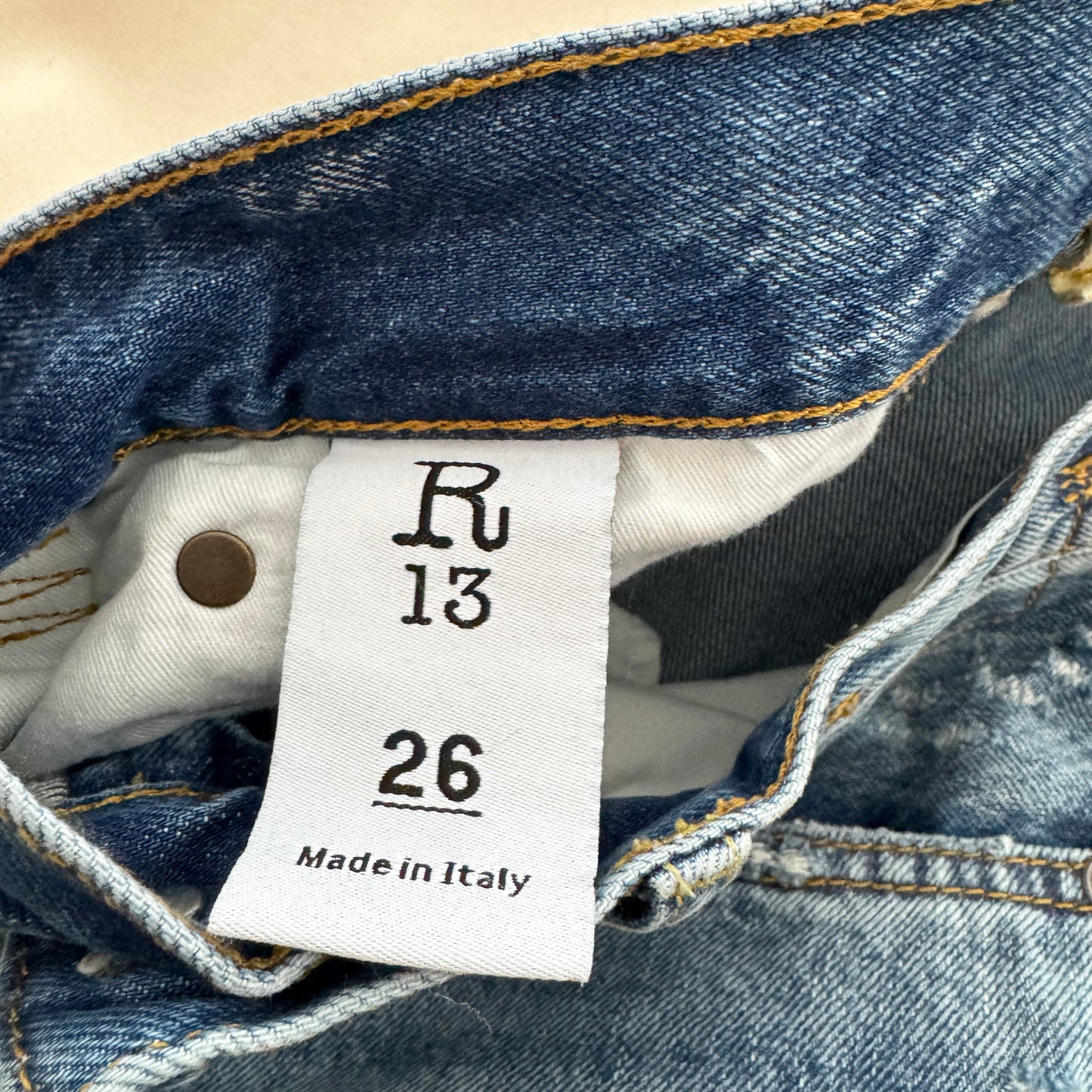 R13 Boyfriend Jean in Bain Blue, size 26 (fits like 27)