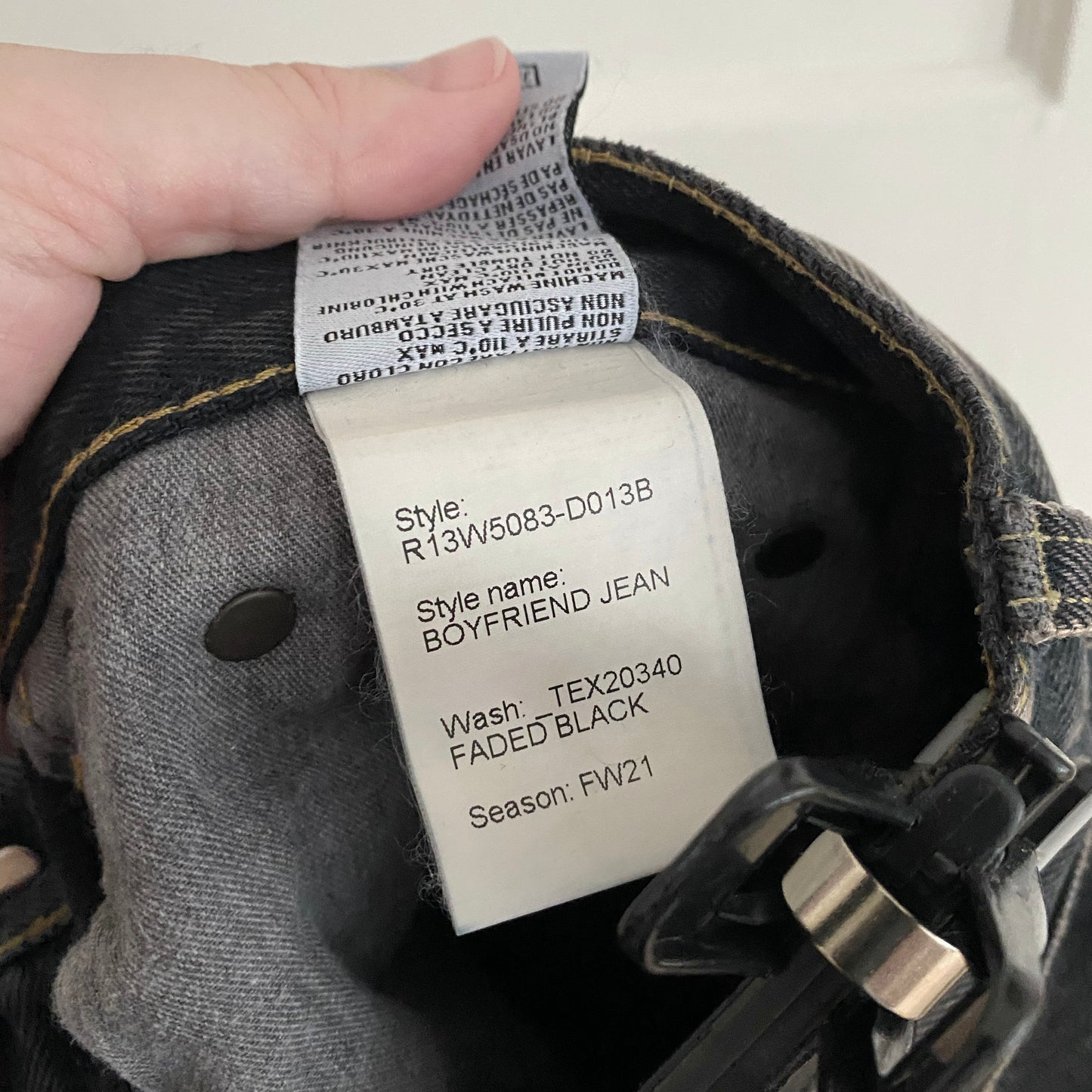 Jean R13 Boyfriend en noir délavé, taille 25 (convient comme 26/27)