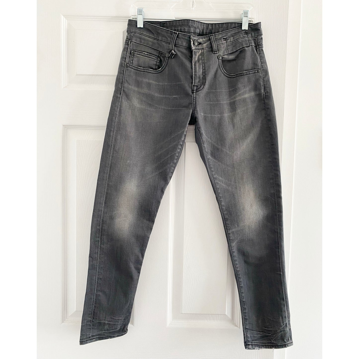 R13 Boy Skinny in "Slate Grey Vintage", size 28 (fits like 29)