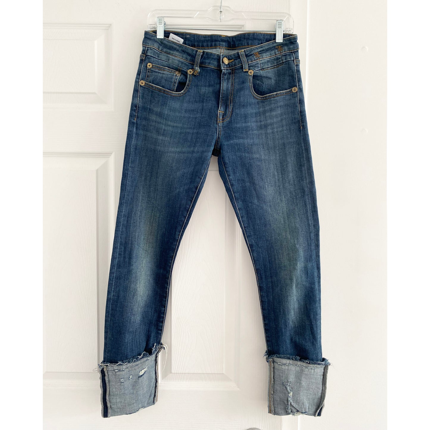 R13 Boy Skinny W Cuff in Dark Vintage Blue, size 27 (fits 27/28)