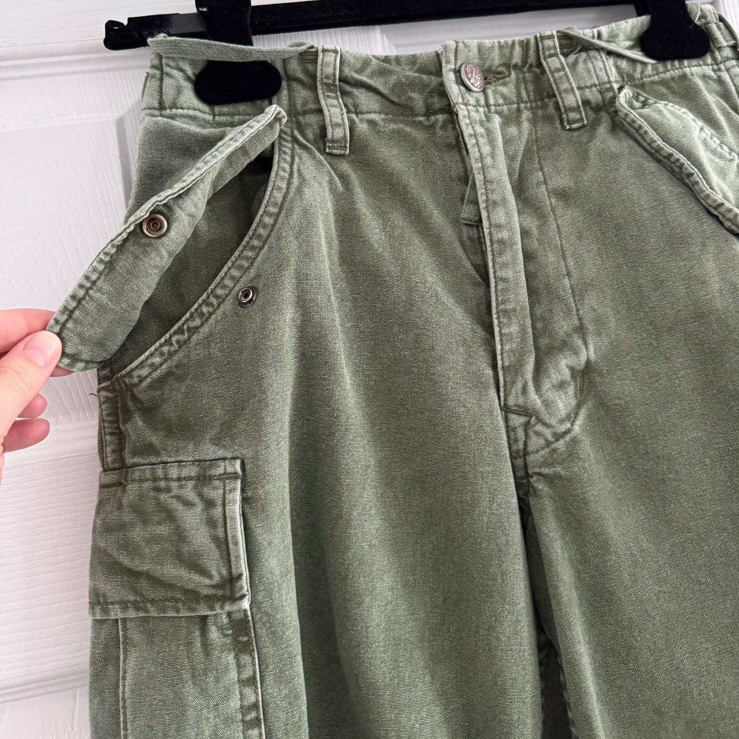 R13 Wide Leg Cargo Pant in Olive, size 23 ** hemmed **