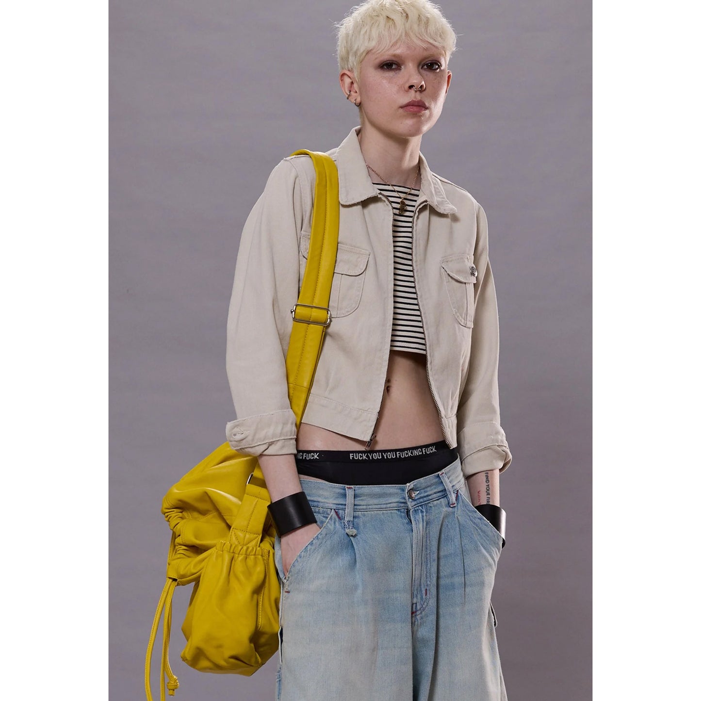 R13 Cropped Rider Jacket in Ivory Beefy Twill, size Medium (fits like a Small)