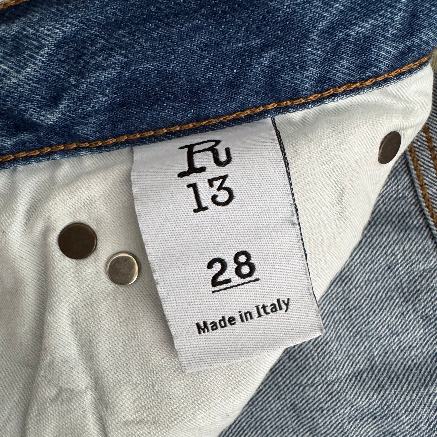 R13 Crossover Jeans in Jasper w Smudge, size 28 (fits 29)