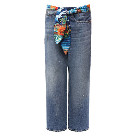 R13 Crossover Jean with Tie Waist in Blue, size 26 (Fits 27)
