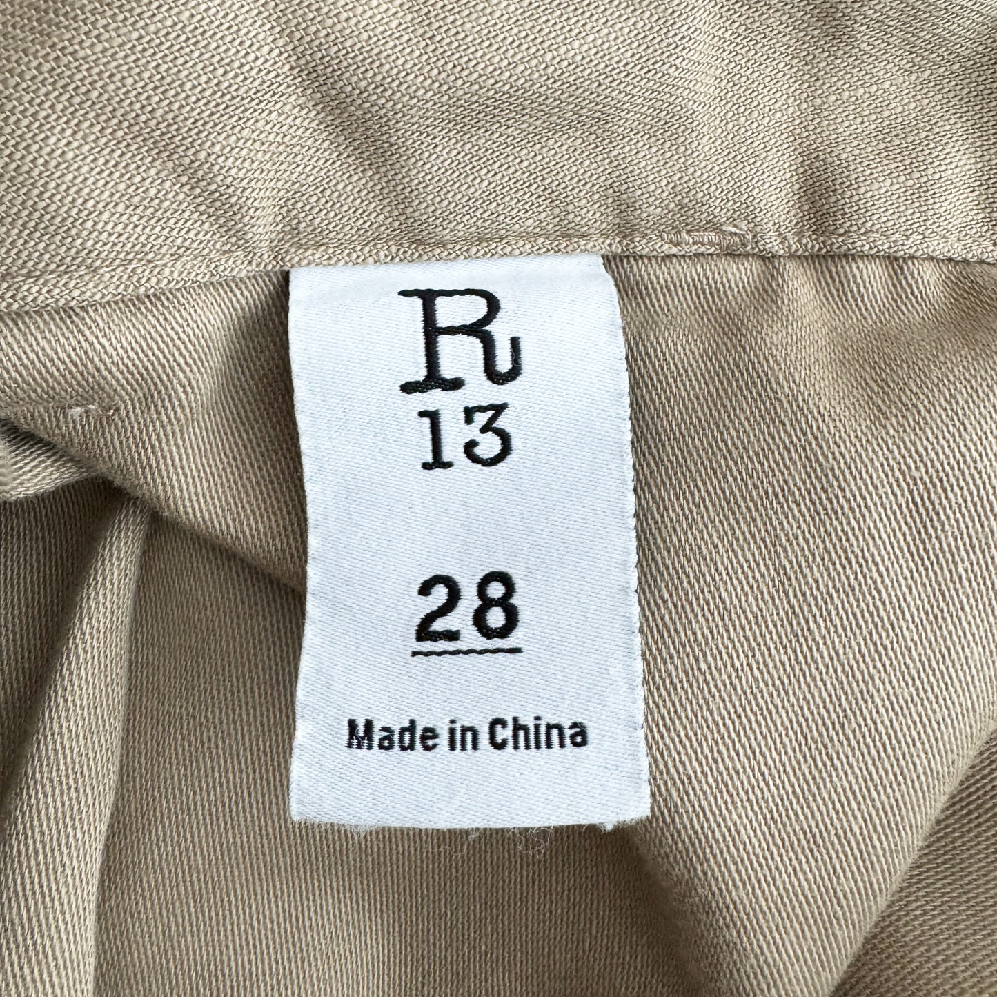 R13 Crossover Utility Drop Pant in Khaki, size 28