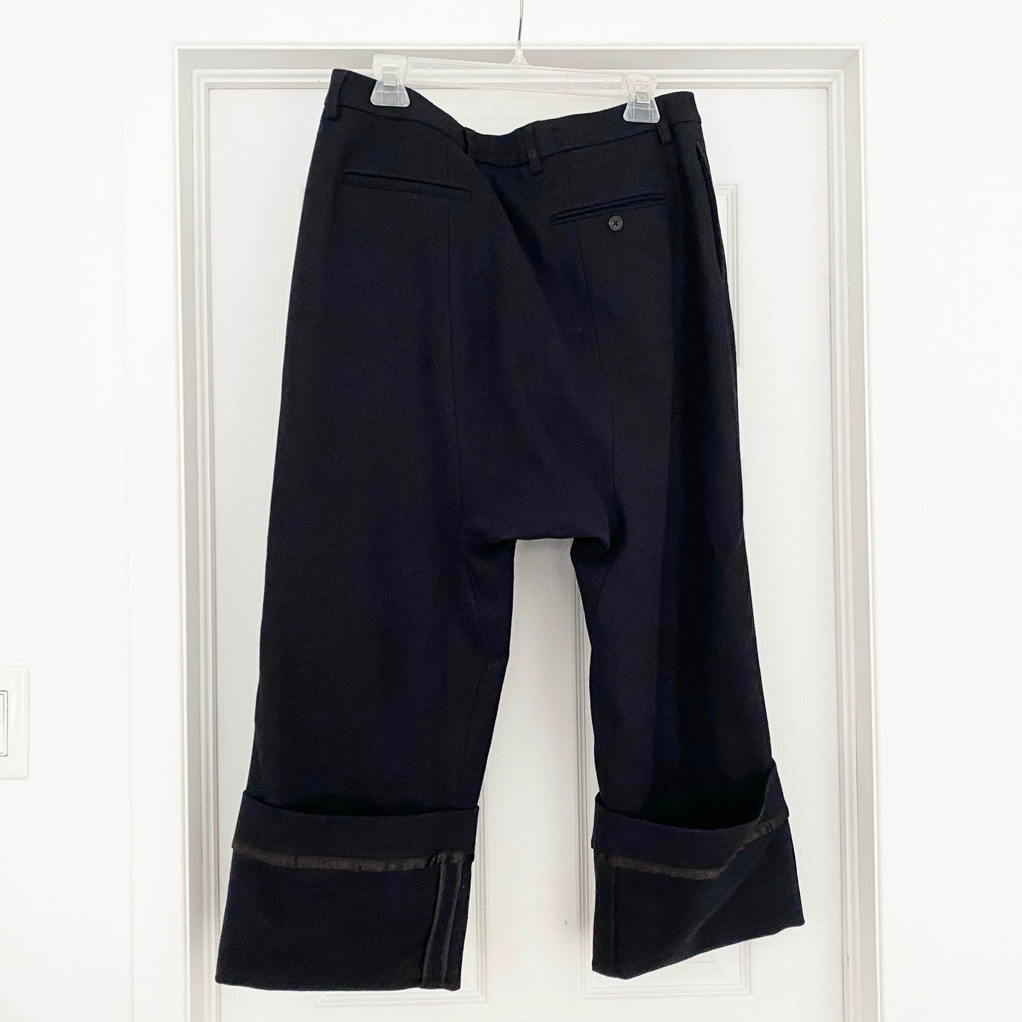 Pantalon en laine à revers R13, noir/bleu, taille 30