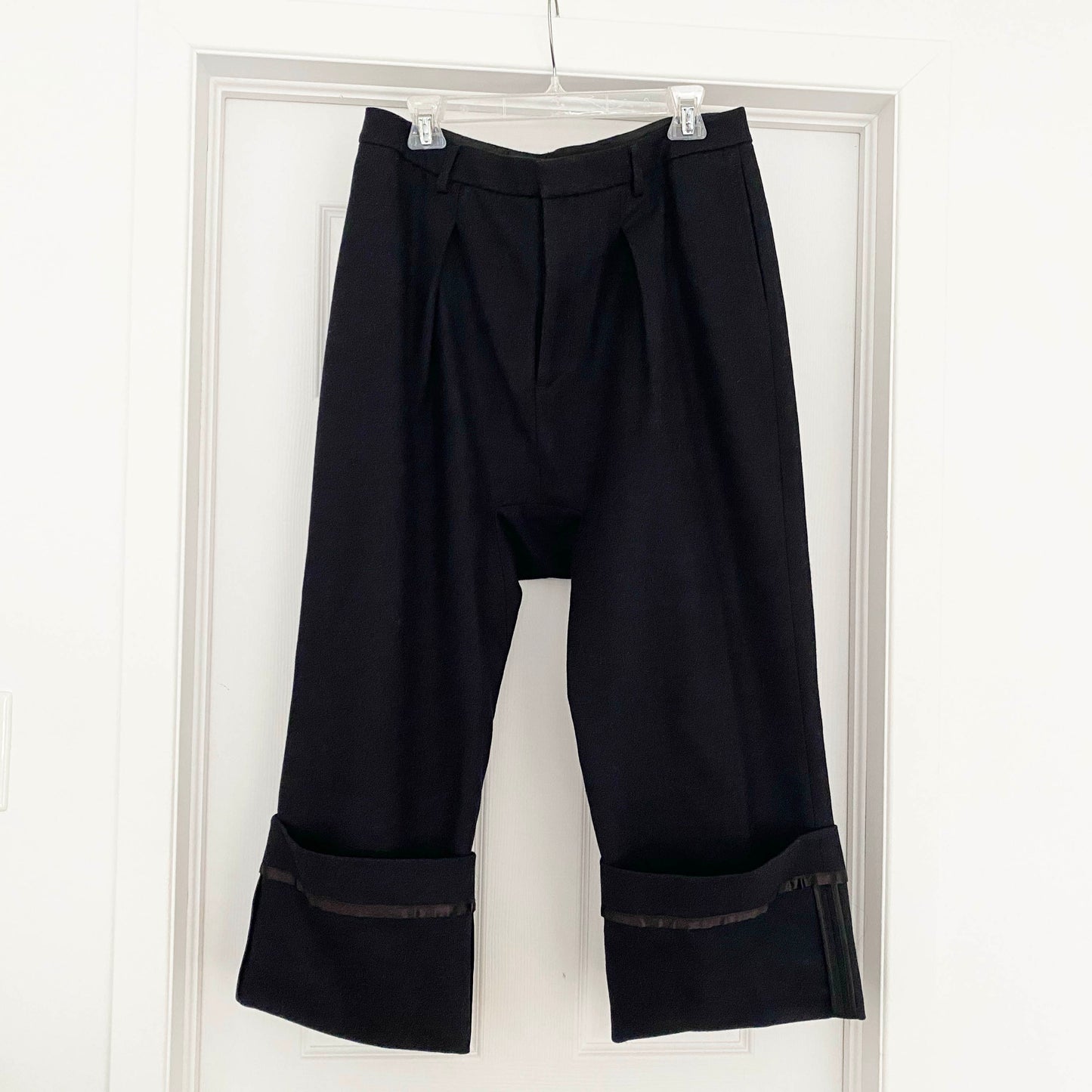 Pantalon en laine à revers R13, noir/bleu, taille 30