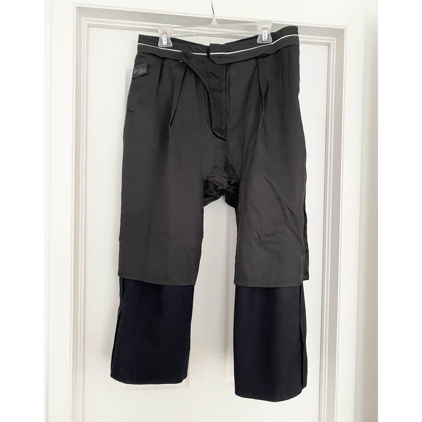 Pantalon en laine à revers R13, noir/bleu, taille 30