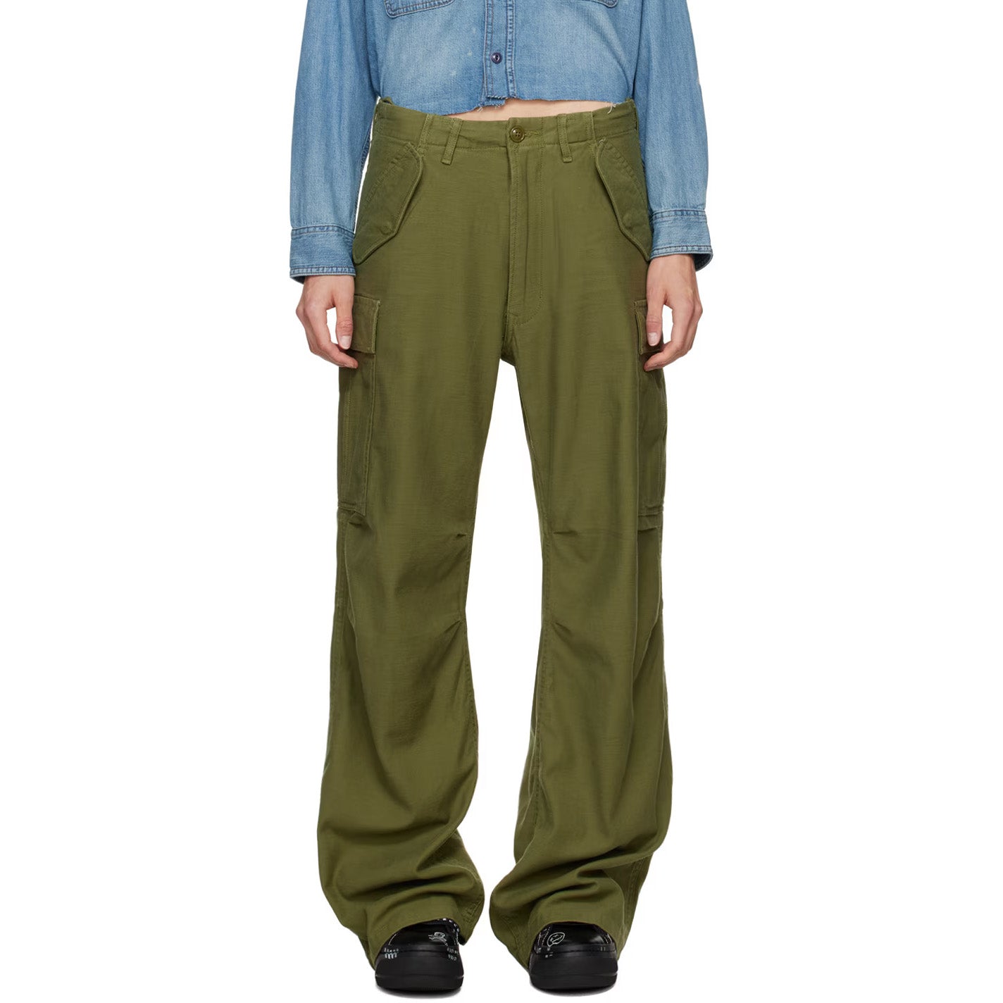 R13 Oversize Cargo Pants in Olive Green, size 27 (fits 27/28) ** HEMMED **