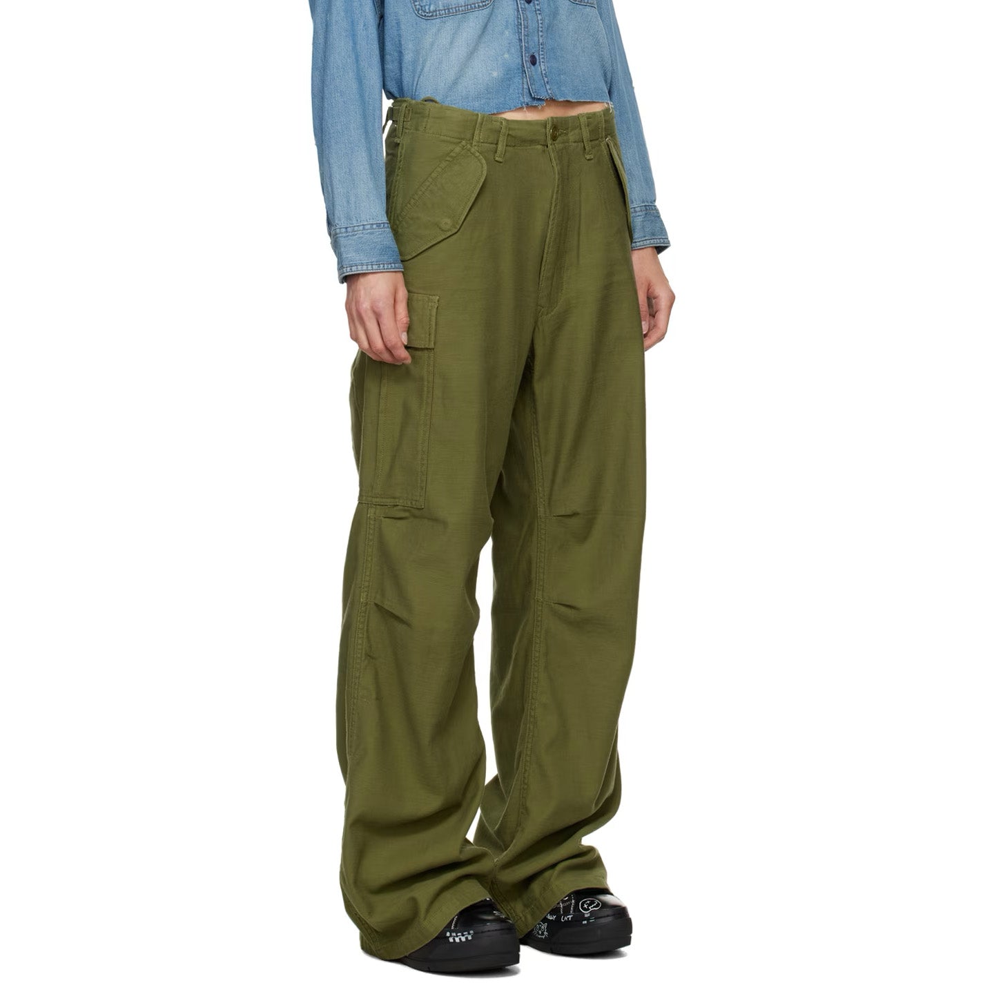 R13 Oversize Cargo Pants in Olive Green, size 27 (fits 27/28) ** HEMMED **