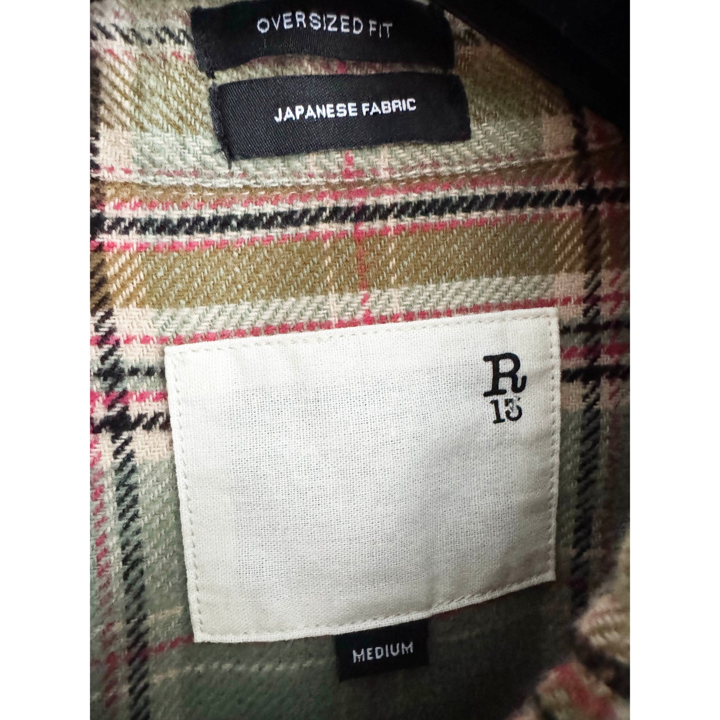 R13 Drop Neck Workshirt in Bleach Gradient Green Plaid, size Medium