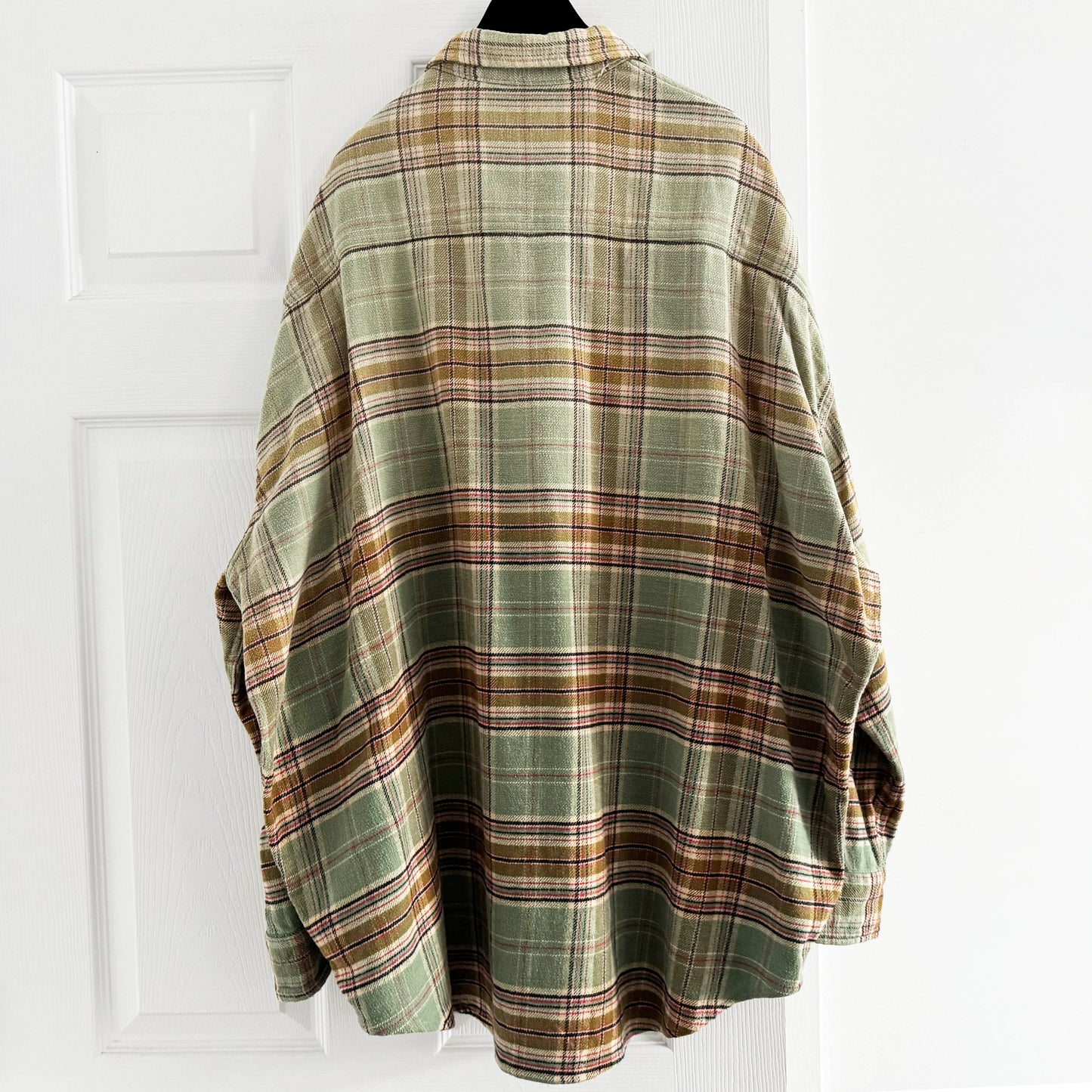 R13 Drop Neck Workshirt in Bleach Gradient Green Plaid, size Medium
