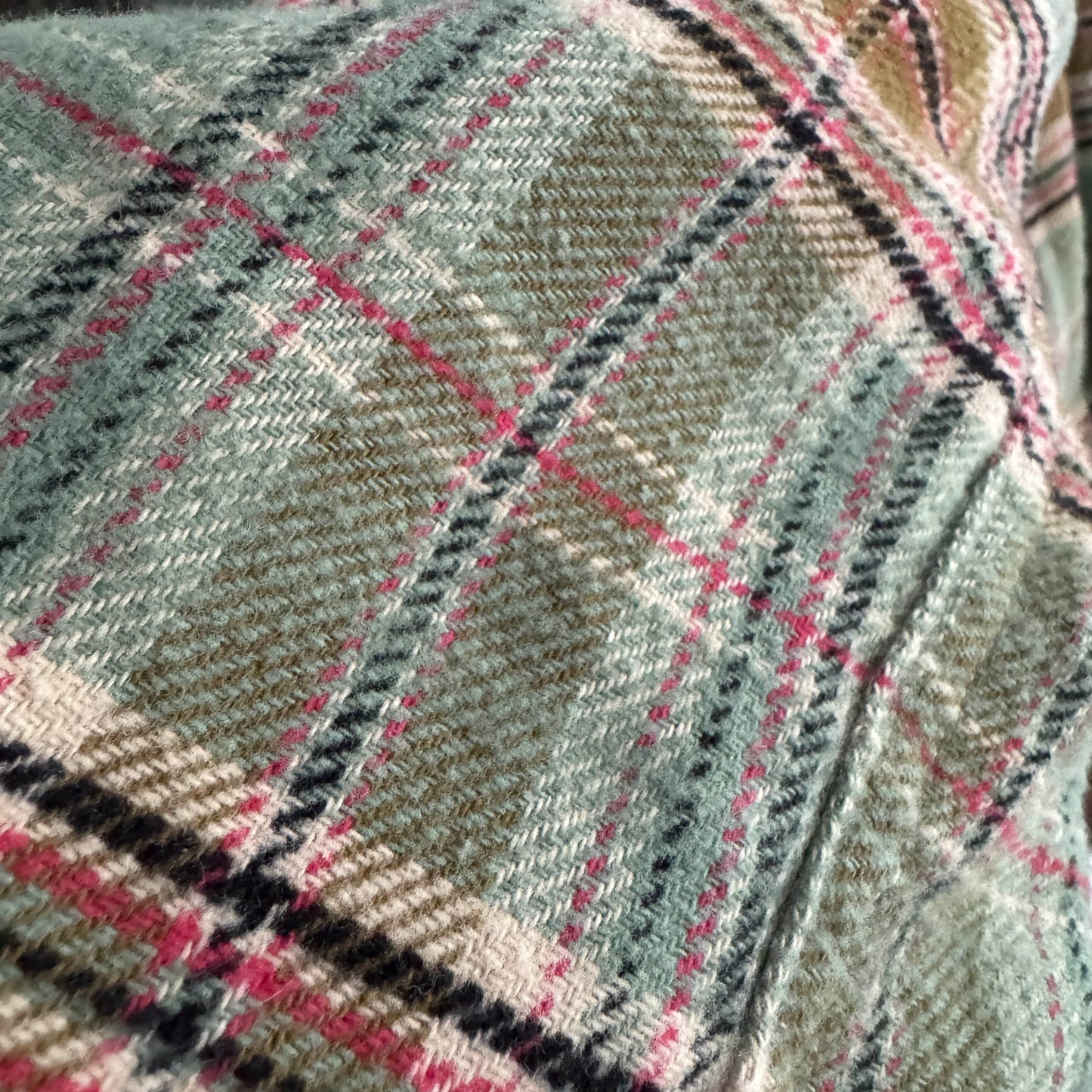 R13 Drop Neck Workshirt in Bleach Gradient Green Plaid, size Medium