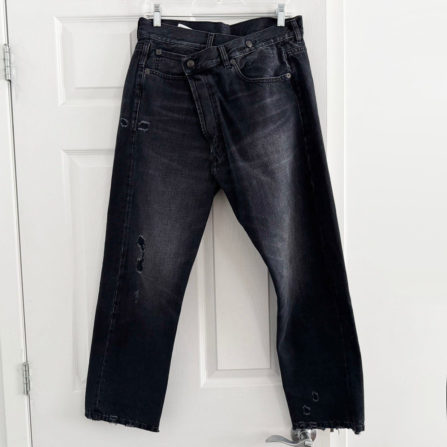 R13 Crossover jeans in Jake Black, size 27 (fits 28)