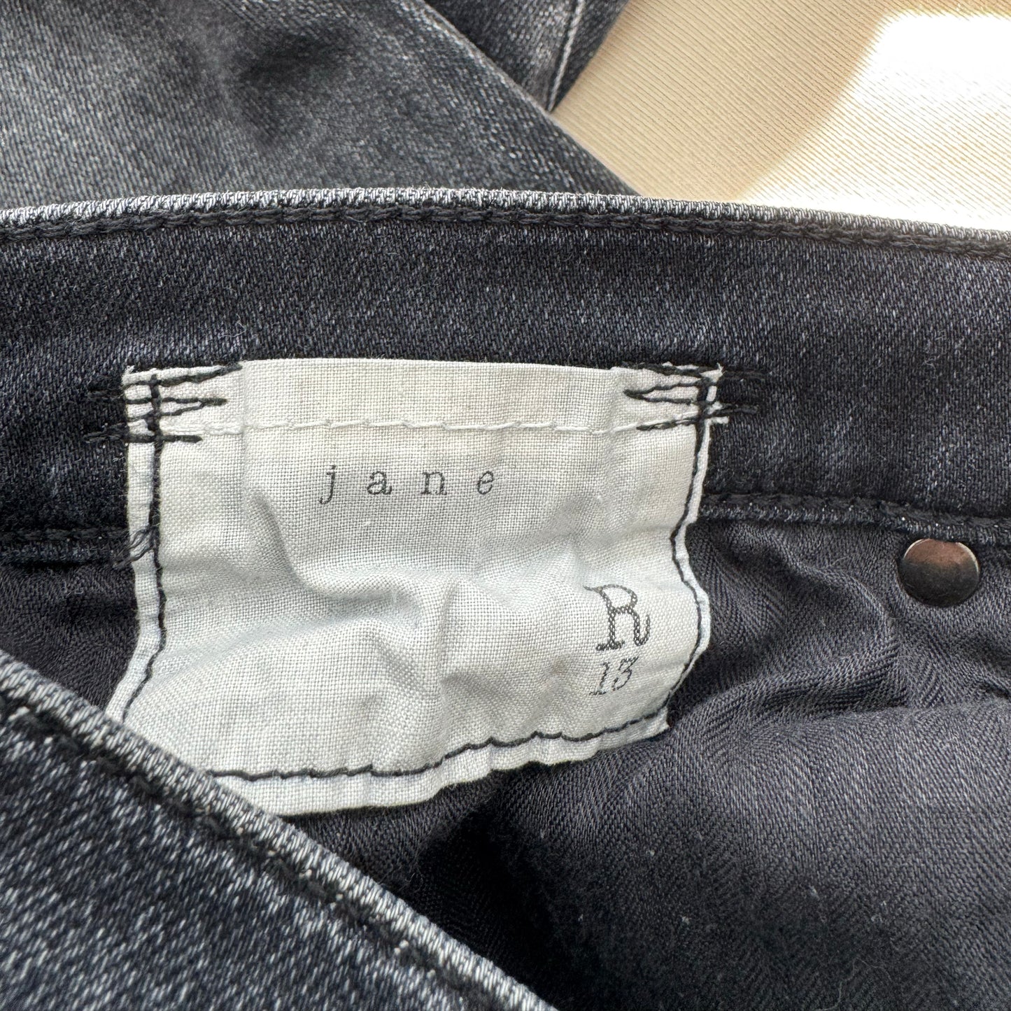 R13 Jane Jean in "Dirty Black", size 28