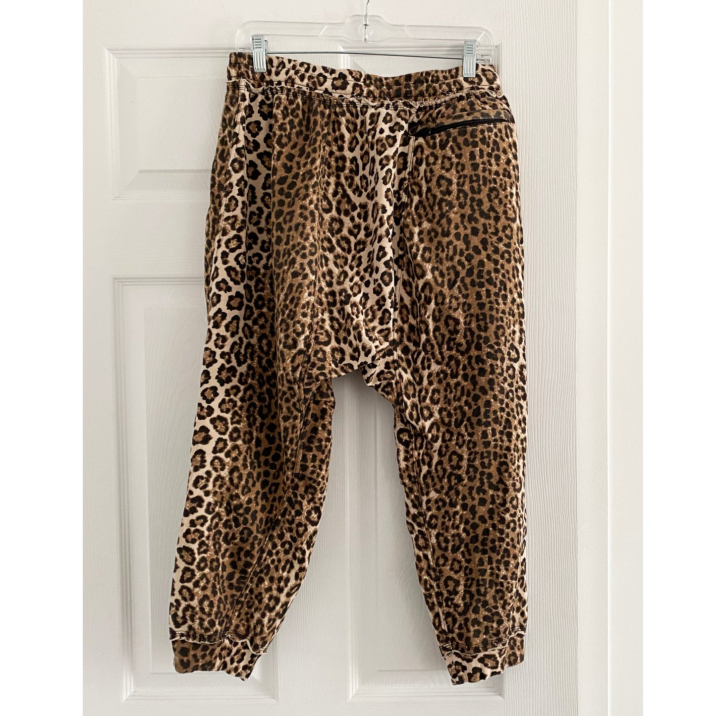 R13 Harem Leopard Cotton Terry Sweatpants, size Small