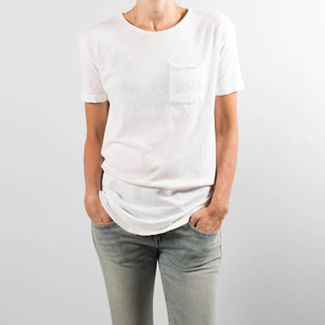 R13 Unisex One Pocket Tee in White, size XS (fits size small)