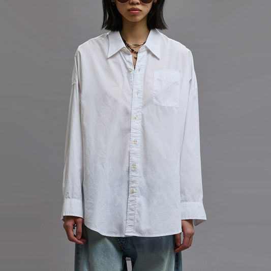 R13 Oversize Drop Neck Oxford Shirt in White, size Small (fits Medium ish)