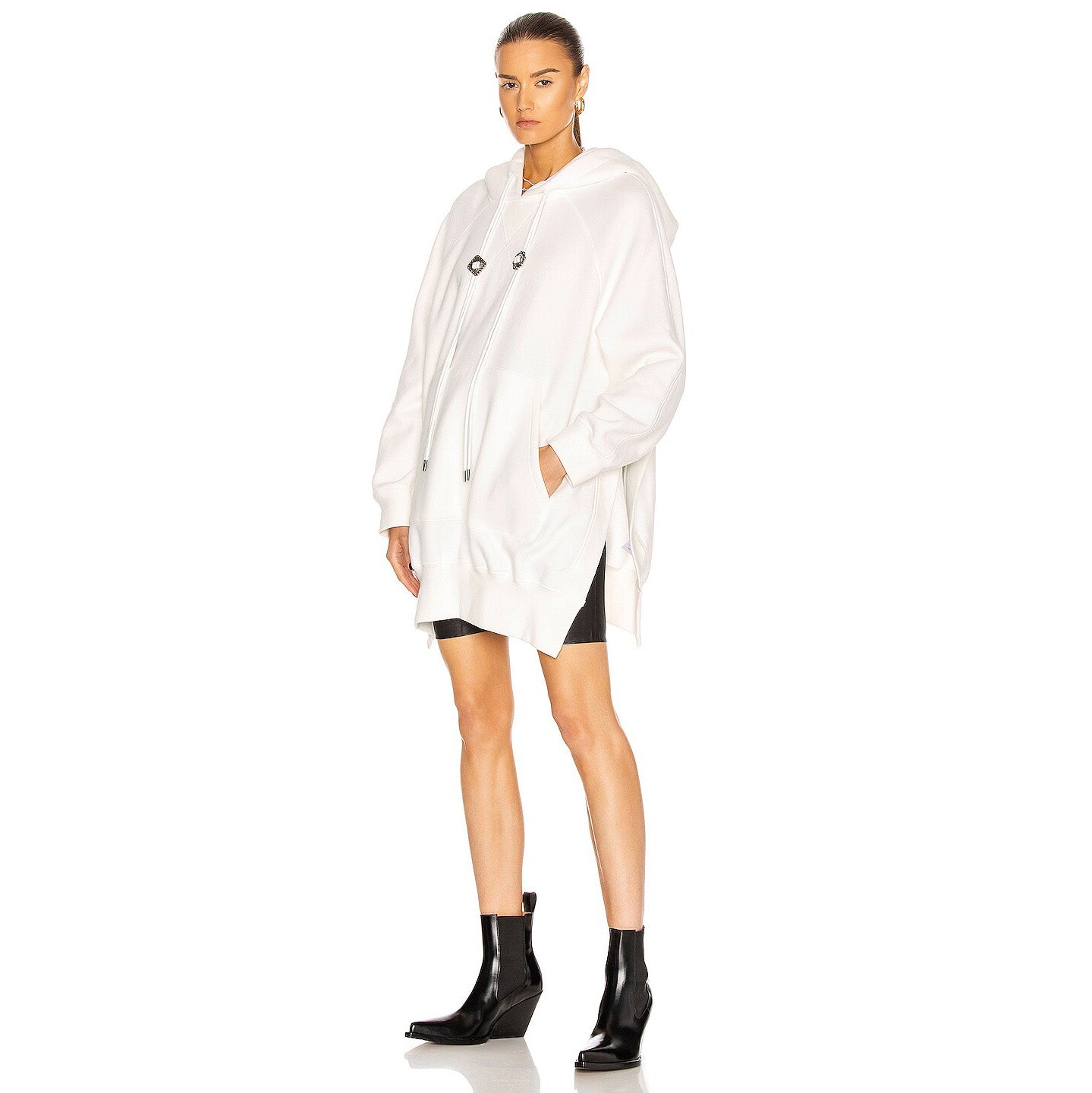 R13 Oversize Cape Hoodie in White, size XS/S (fits S/M)