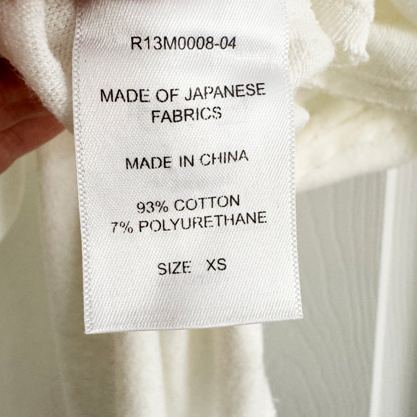 R13 Unisex One Pocket Tee in White, size XS (fits size small)