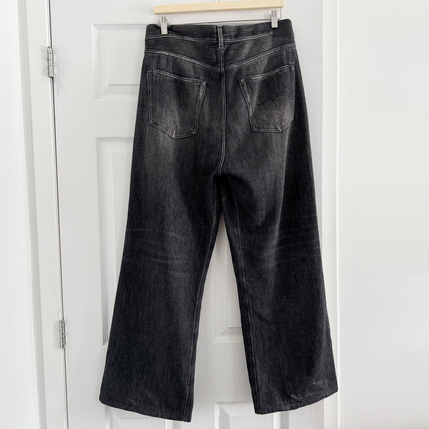 R13 Wide Leg Crossover Jean in "Koze Charcoal", size 30 ** HEMMED **