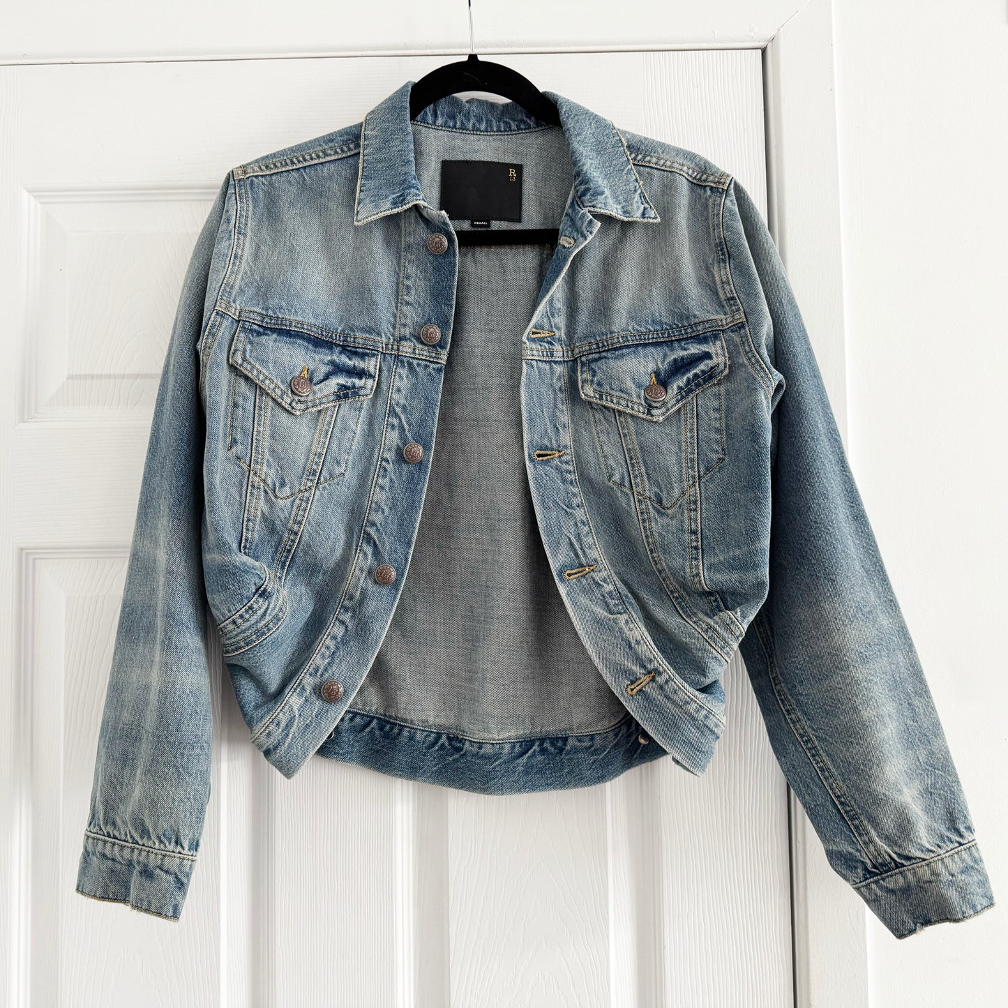 R13 Wrap Around Trucker Jacket in "Merrin Blue", size XS
