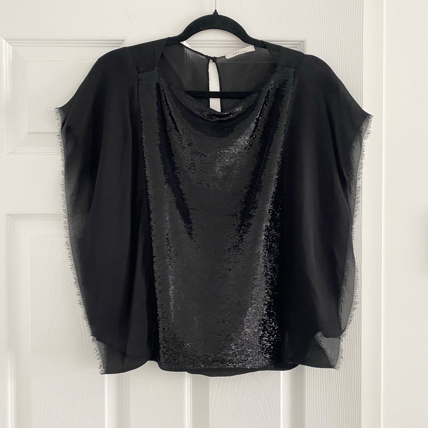 REV "Royston" Sequin Front Top in Black, size 42 (fits like Medium)