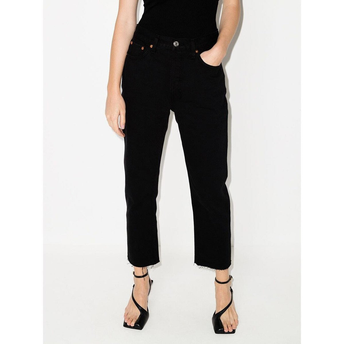 RE/DONE 70's Stove Pipe Jean in Black, size 32