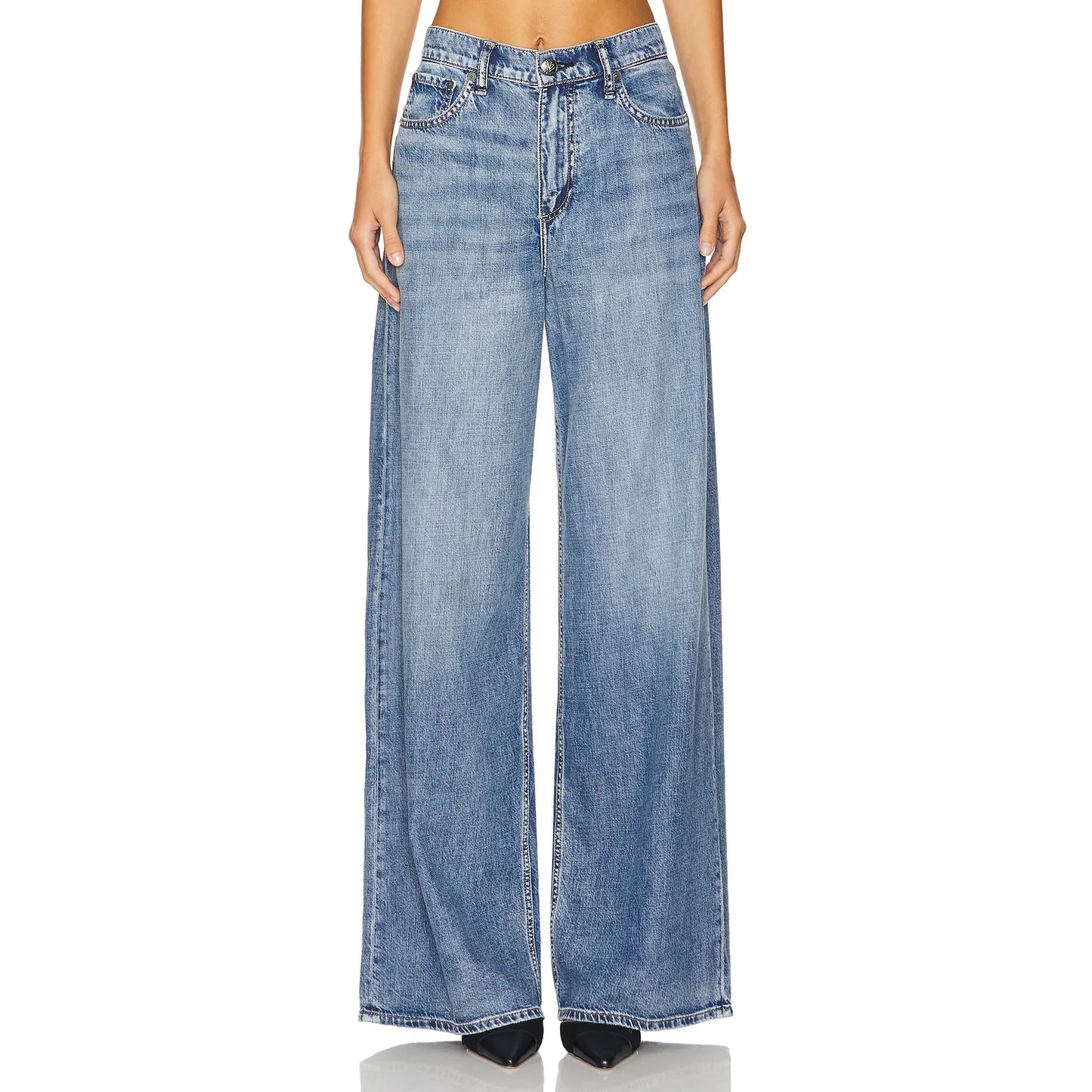 Rag&Bone "Sofie" Featherweight Wide Leg Jeans in "Beverly", size 34