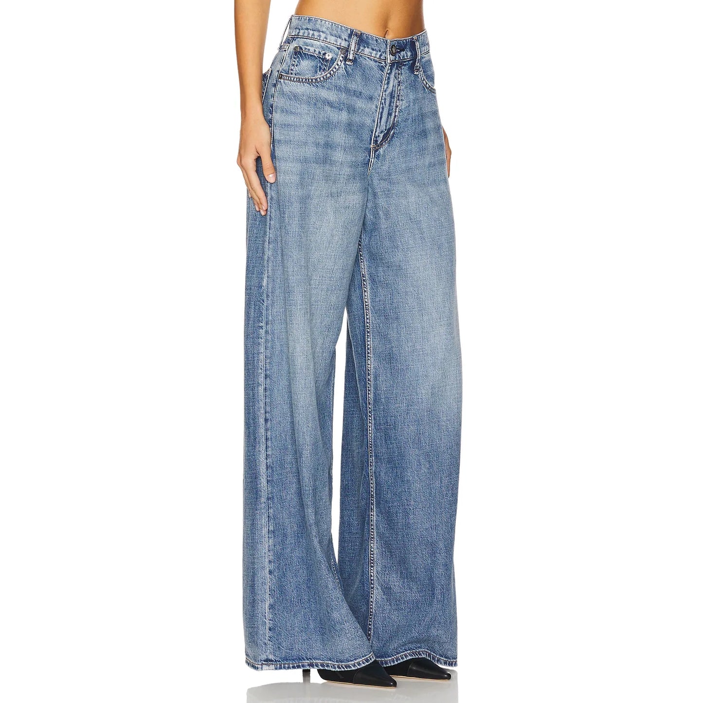 Rag&Bone "Sofie" Featherweight Wide Leg Jeans in "Beverly", size 34