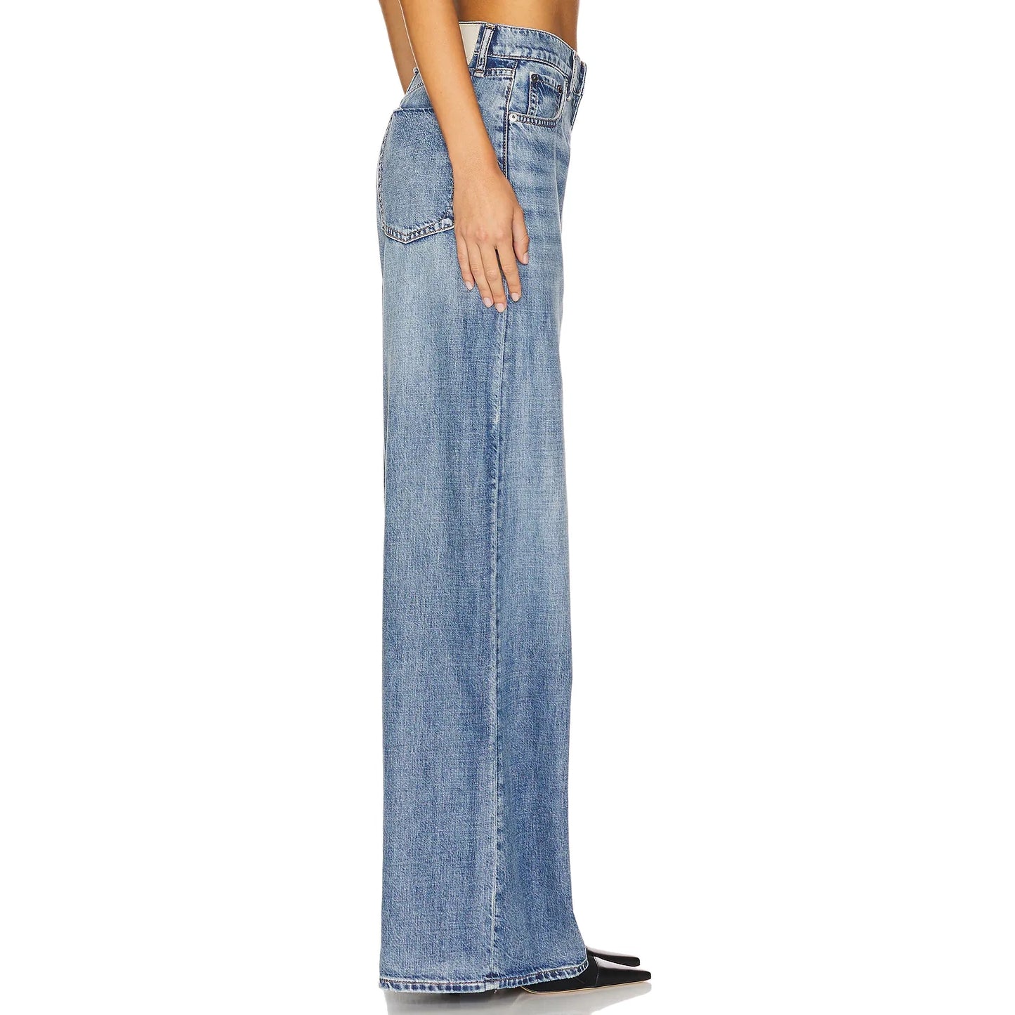 Rag&Bone "Sofie" Featherweight Wide Leg Jeans in "Beverly", size 34