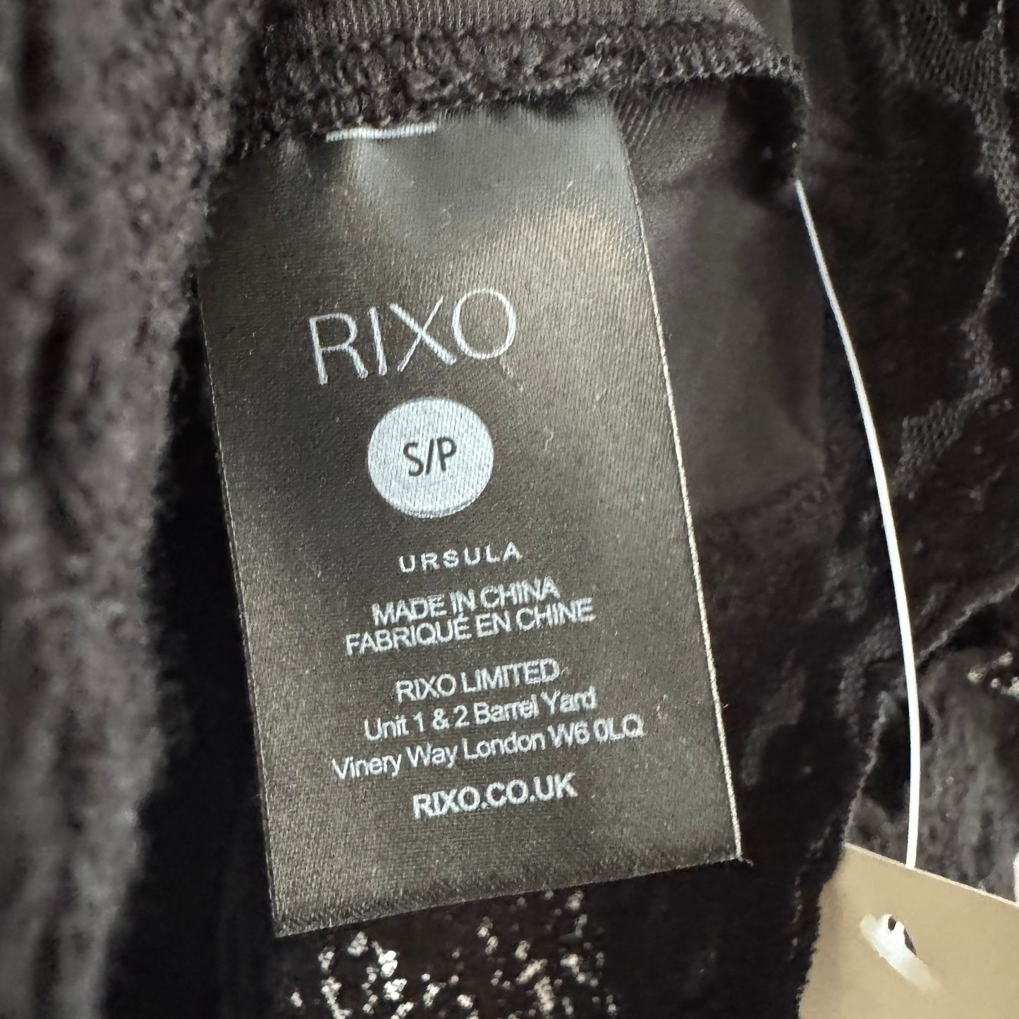 RIXO "Ursula" Velvet Top with Lace Trim in Black, size Small