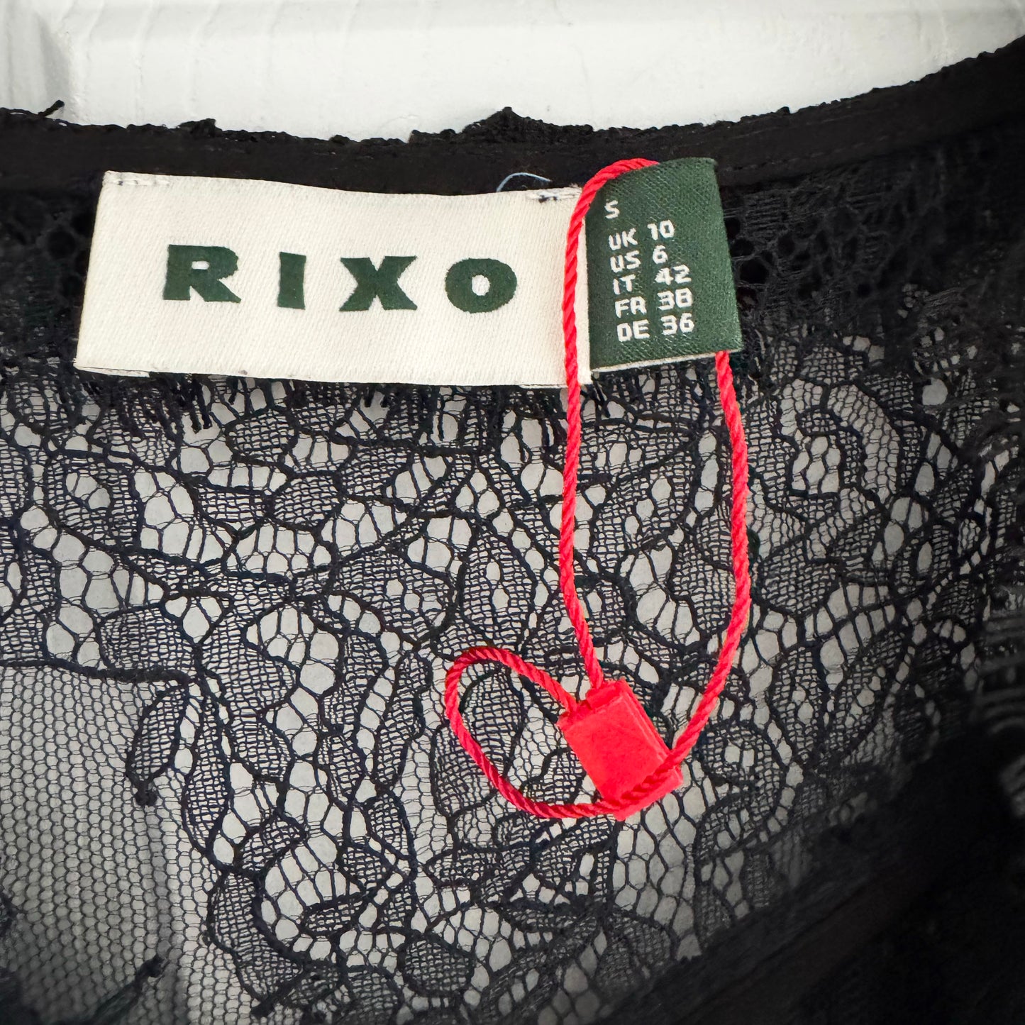 RIXO "Faryn" Lace Top in Black, Size Small