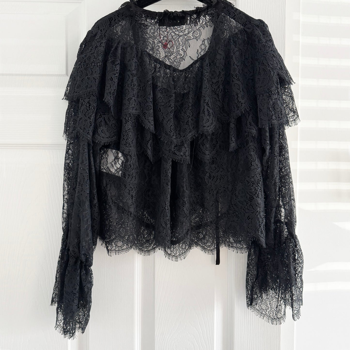 RIXO "Faryn" Lace Top in Black, Size Small