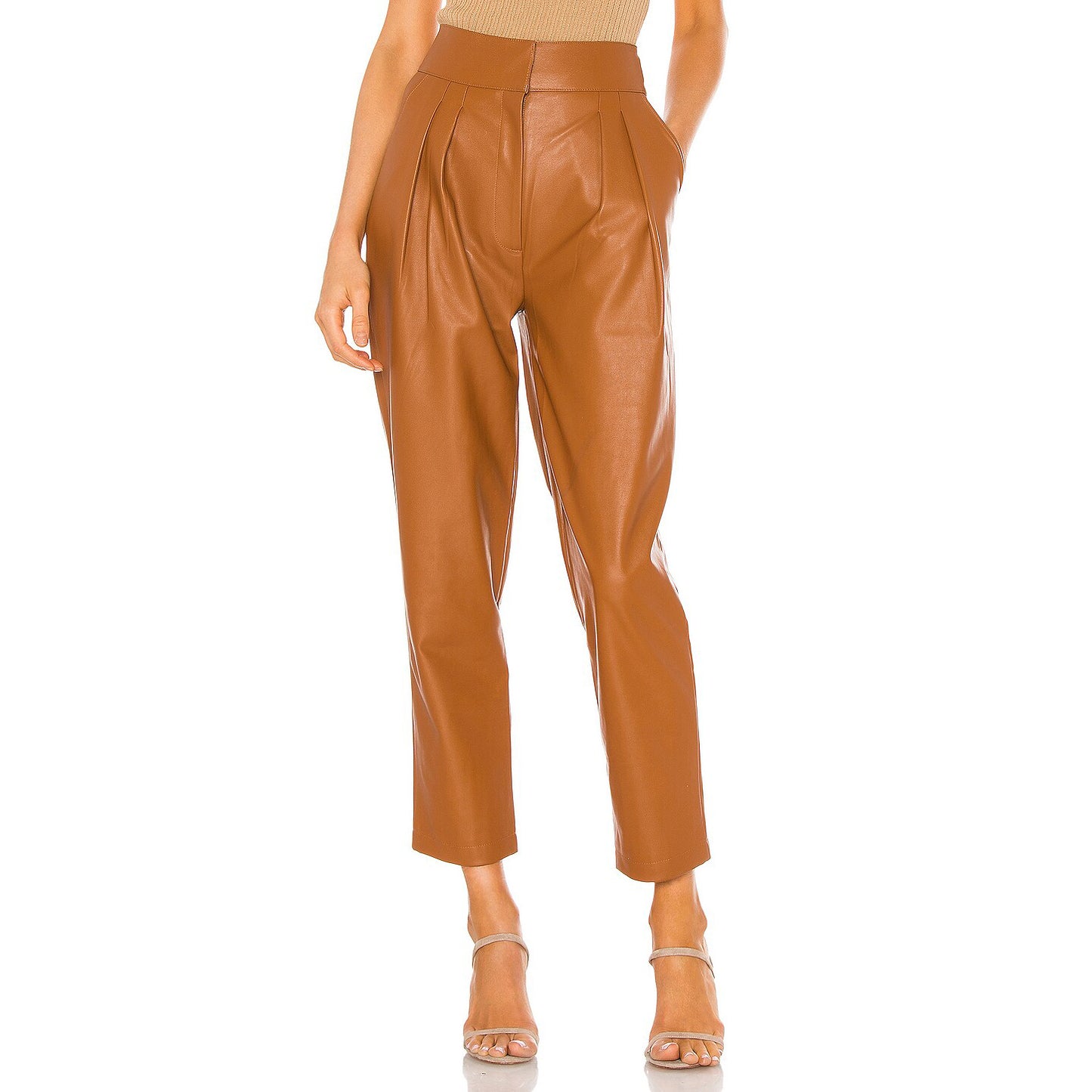 Ronny Kobo "Rosa" Faux Leather Pant in Cognac, Size Small (fits XS/S)