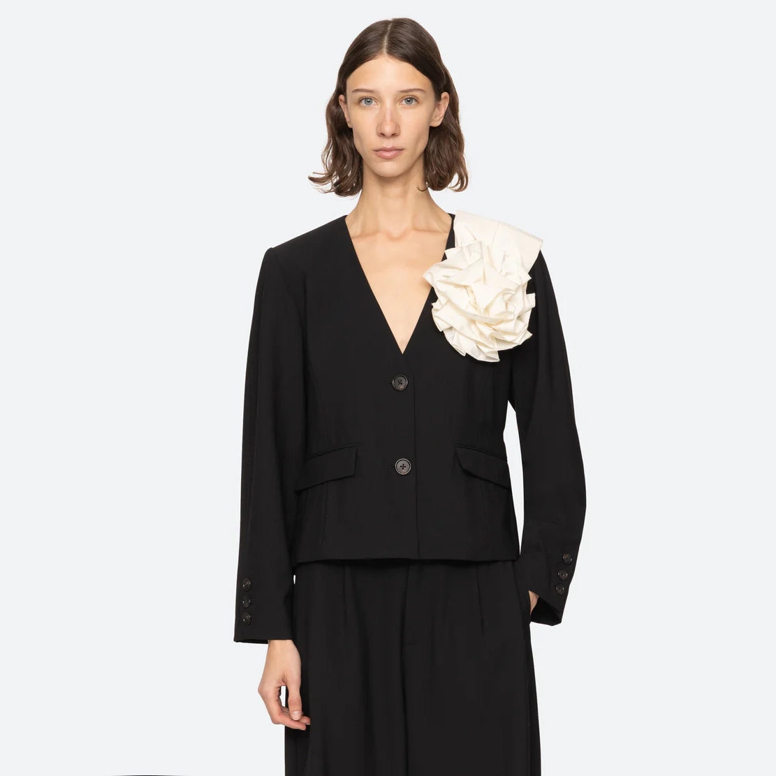 Sea New York "Laurie" Blazer w Applique in Black, fits size 12 ish