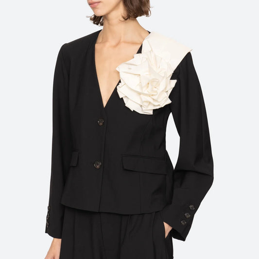 Sea New York "Laurie" Blazer w Applique in Black, fits size 12 ish