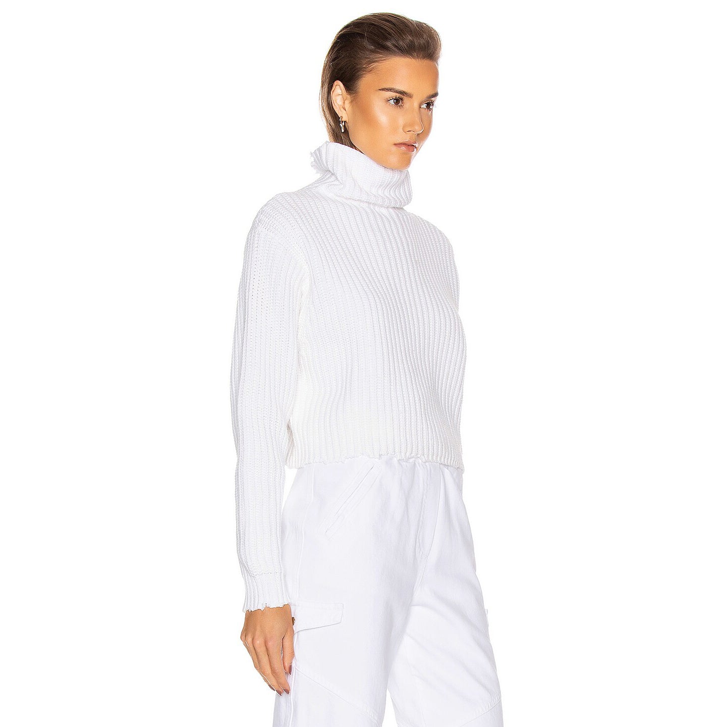 RtA White Ribbed "Beau" Turtleneck, size small