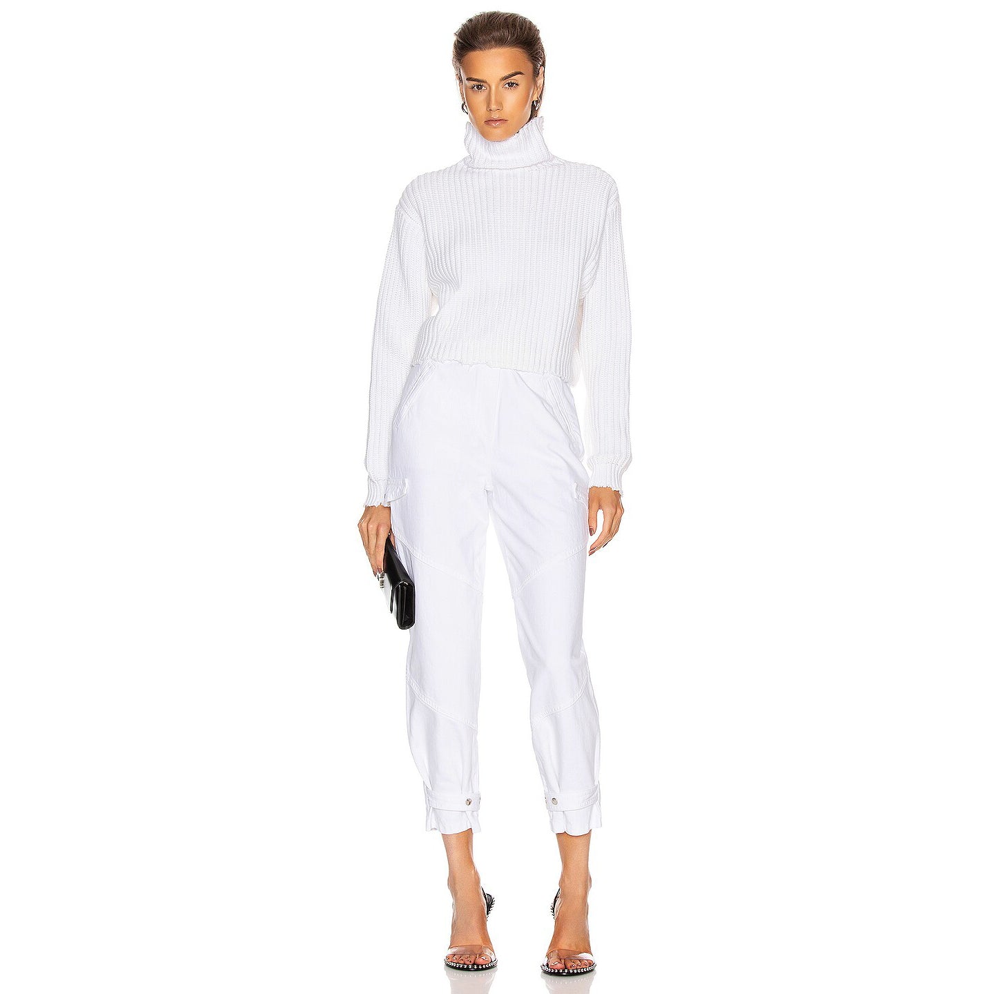 RtA White Ribbed "Beau" Turtleneck, size small