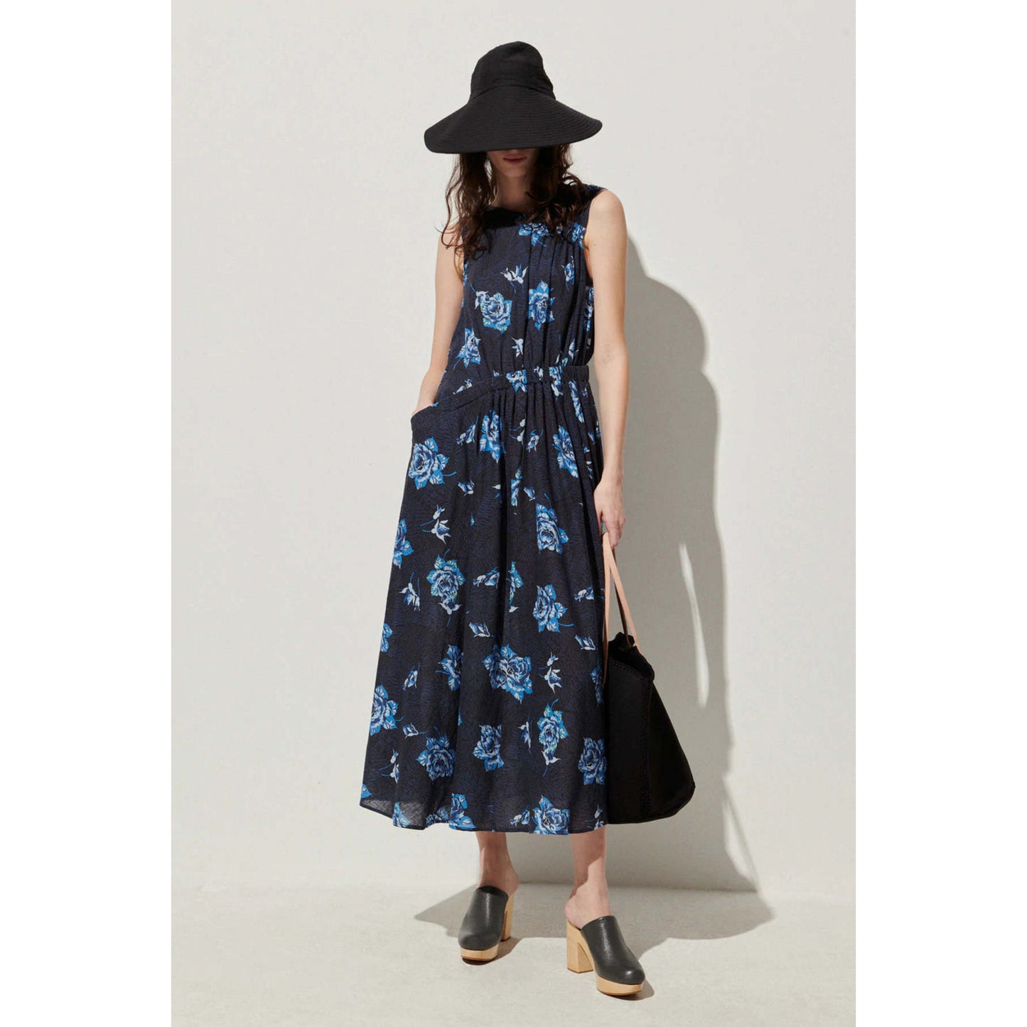 Rachel Comey "Maze" Floral Print Cotton Dress in Blue, size 8