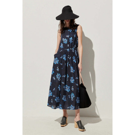 Rachel Comey "Maze" Floral Print Cotton Dress in Blue, size 8