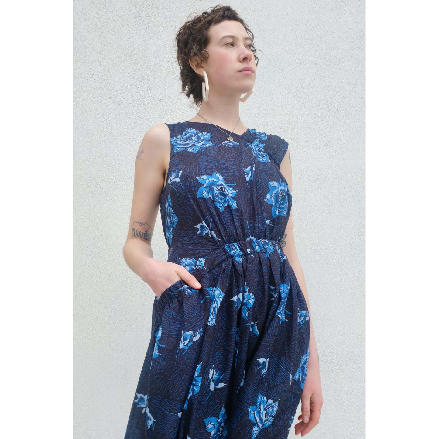 Rachel Comey "Maze" Floral Print Cotton Dress in Blue, size 8