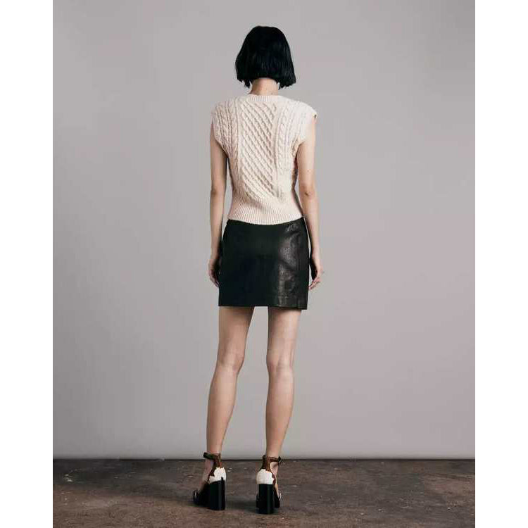 Rag & Bone "Elizabeth" Cable Knit Vest in Ivory, size XL (fits M-L)