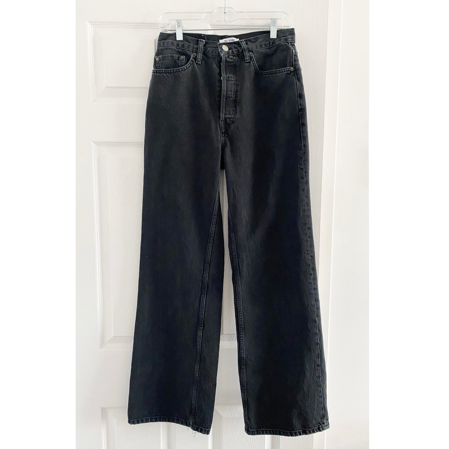 Re/Done 70's High Rise Jean in Shaded Black, size 28