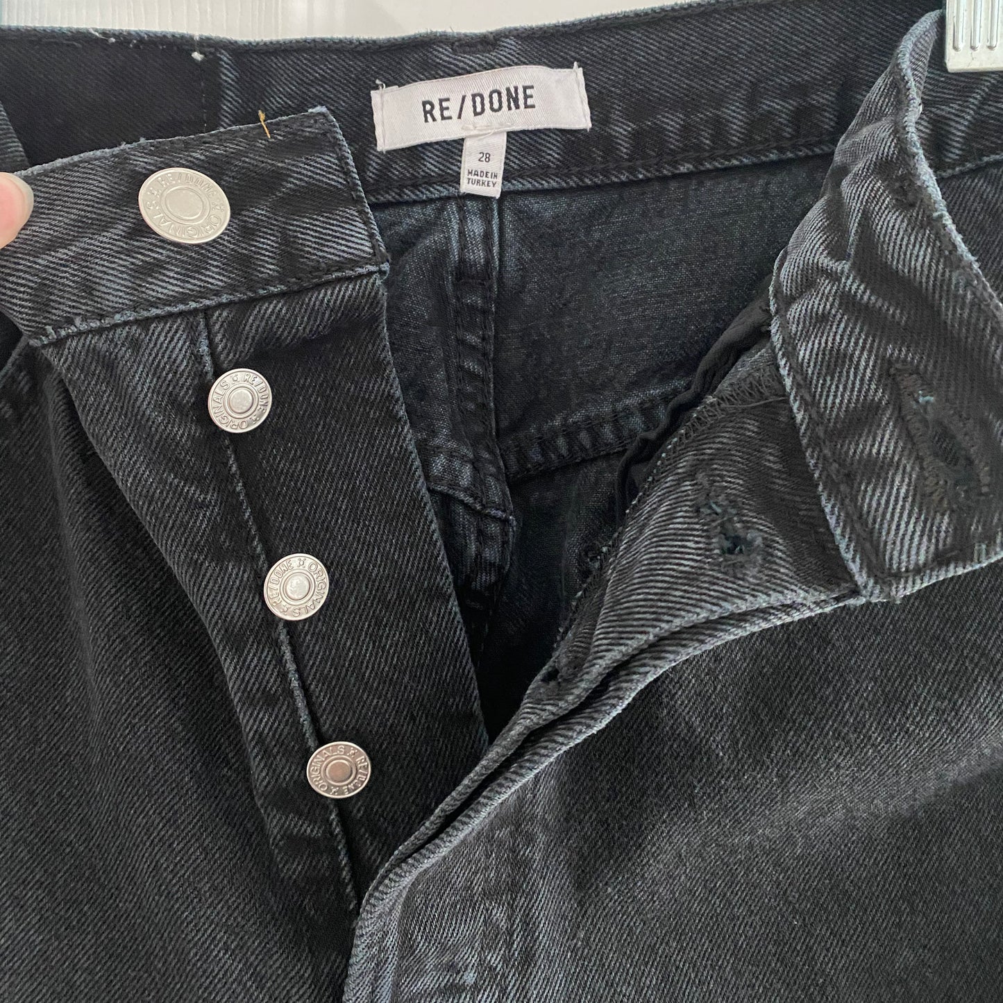 Re/Done 70's High Rise Jean in Shaded Black, size 28