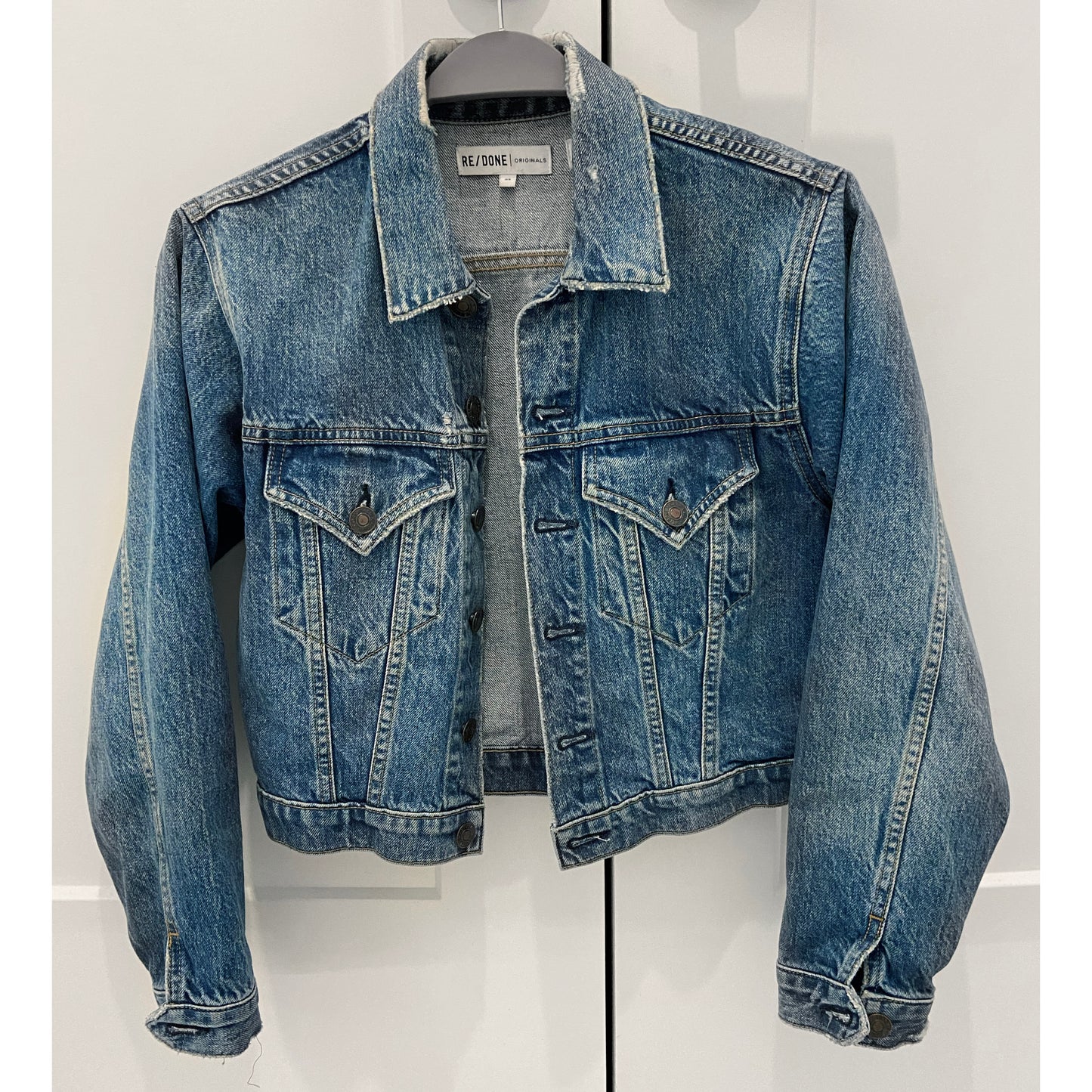 Re/Done 60's Cropped Denim Jacket, size Xs