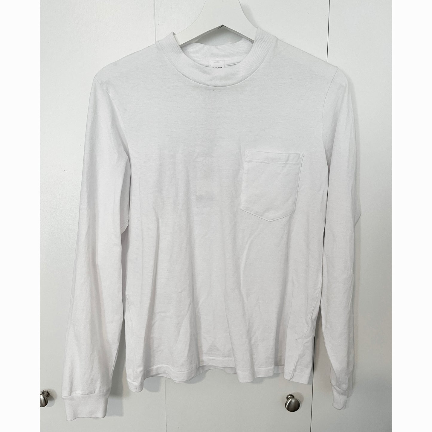 Re/Done Long Sleeve Pocket Tee in White, size XS