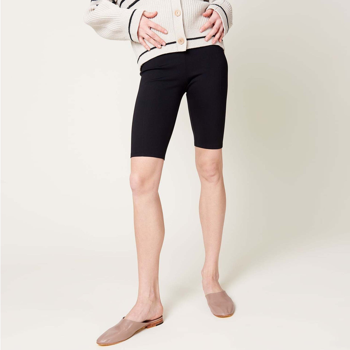 Maria McManus Recycled Nylon Bike Shorts in Black, size XS (fits XXS)