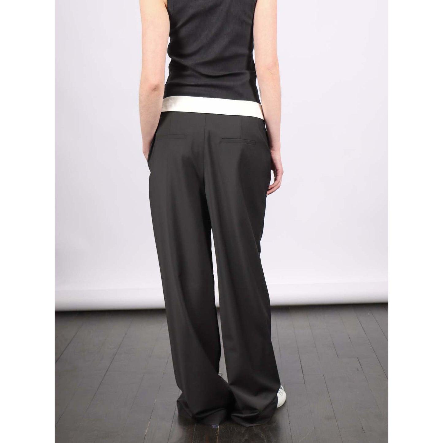 Tibi Foldover Waistband Pants in Black, size 14